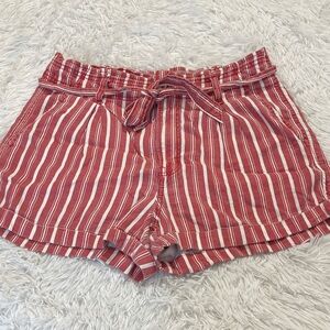 AMERICAN EAGLE Striped Red Women's Shorts With Belt Tie SIZE 12